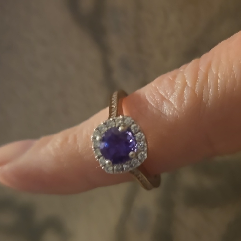 Rose gold 1ct Alexandrite center. With diamond accents. From Kay's.